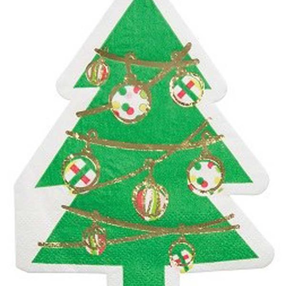Die-Cut Christmas Tree Beverage Paper Napkins